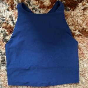 Blue Sleeveless Crop Tank Top